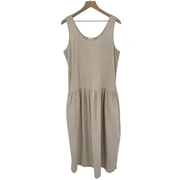 CP Shades Hand-Dyed Cotton Tank Midi Dress Natural Beige Size Medium - Picture 2 of 8